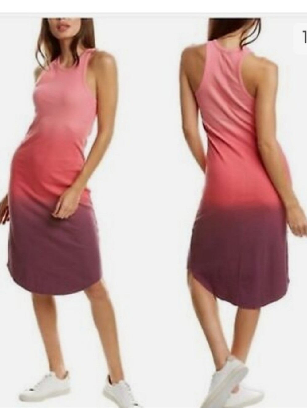 Young Fabulous & Broke Robbie Tie Dye Ribbed Tank Midi Dress Pink Purple Ombre - Picture 7 of 10
